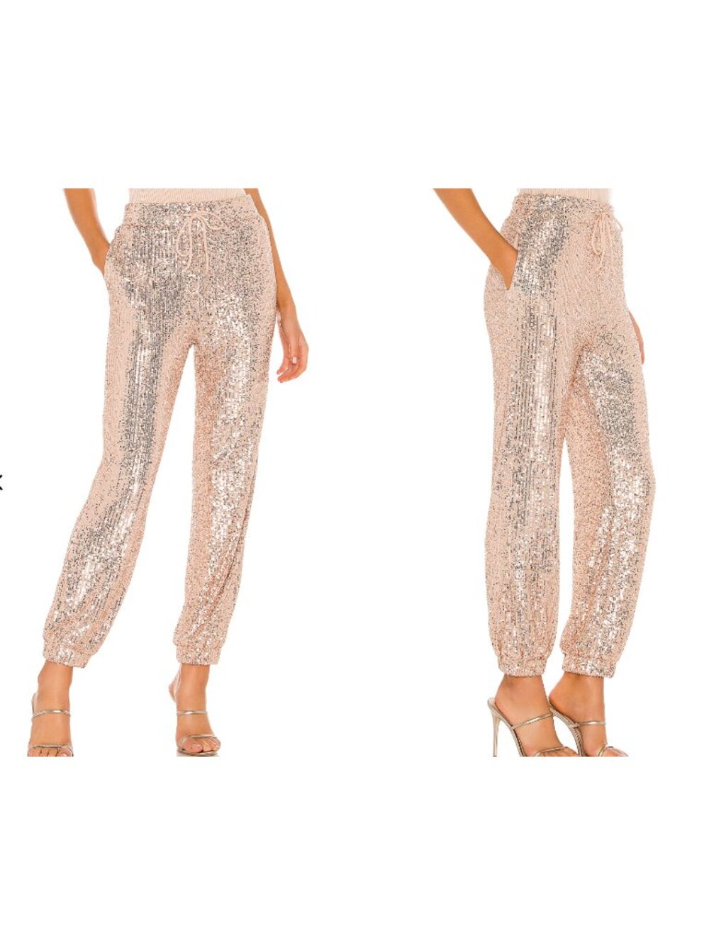Majorelle Cairo Sequin Jogger Pants in Champagne Rose Gold Size small sparkle